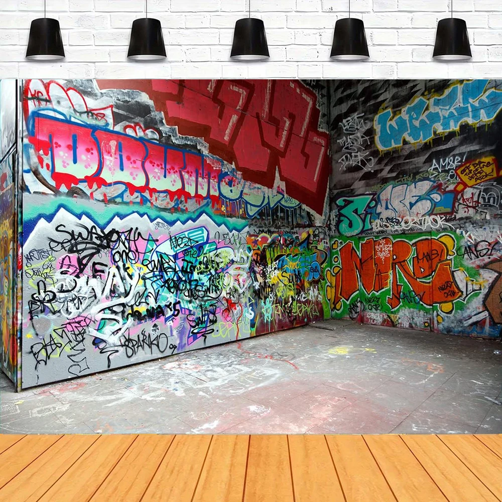 

Городская улица граффити фон для фотосъемки абстрактное искусство настенная живопись красочные граффити для вечеринки 80-х годов Декор хип-хоп фон