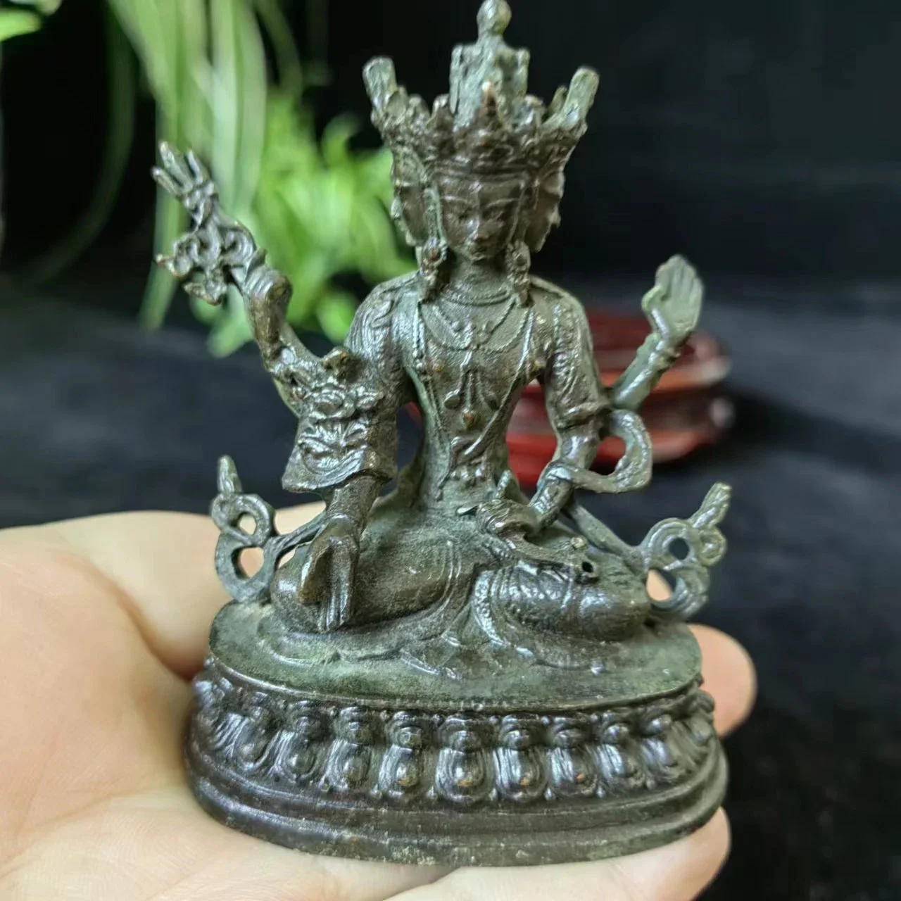 Tibet Nepal Metal Buddha Statue buddhist bowl pray blessings,Talisman Efficacious Family Protection India Cast Cooper Buddha