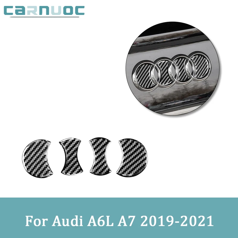 

4Pcs Car Interior Decorative Accessories For Audi A6L A7 2019 2020 2021 Carbon Fiber Black Suffix Stickers Cover Trim