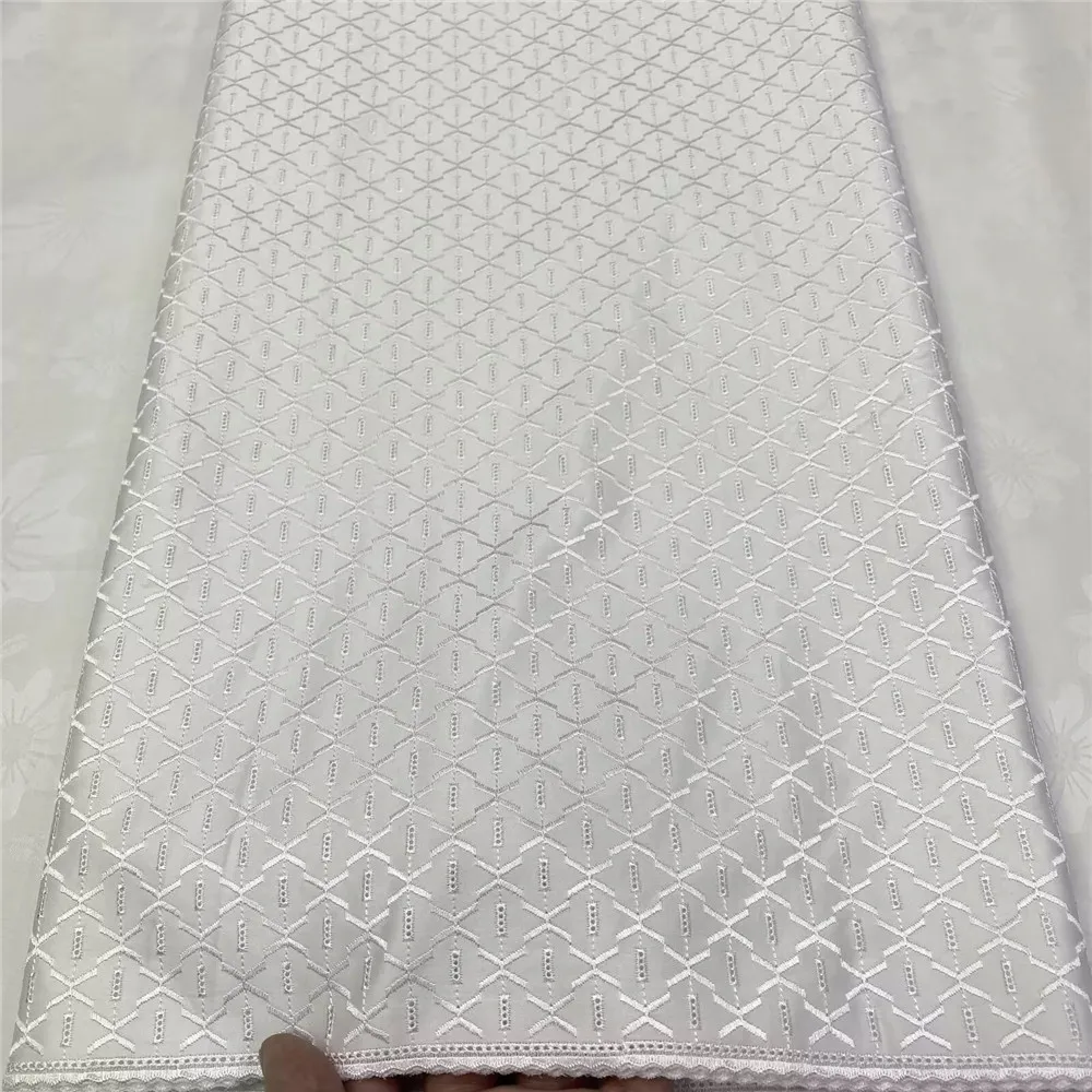 

5 Yards Nigerian 100% Cotton Polish Satin Embroidery Fabric High Quality Swiss Voile Lace Material For Men Dubai Style 16A65