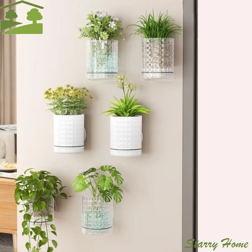 

Plastic Hydroponic Wall Planter Self-Adhesive Double Layer Hanging Flower Pot Space Saving Decorative Wall Mounted Planter