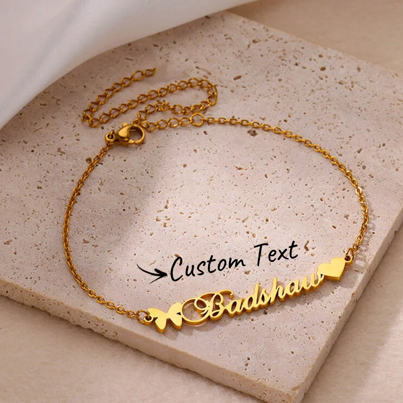

Customized Butterfly Heart Name Anklets For Women Stainless Steel Ankle Bracelet Female Personalized Jewelry Birthday Gift