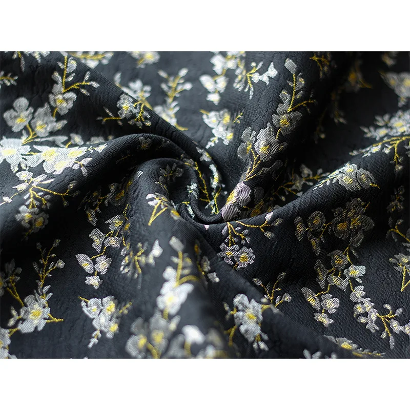 Black Silver Yarn Dyed Jacquard Fabric Autumn Winter Luggage Women\'s Dress Sewing Fabric 50cmx145cm