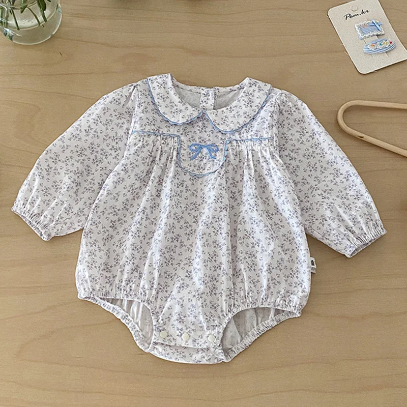 

Новинка 2026 года: весенний комбинезон для девочек 0-24 месяцев, хлопковый, с длинным рукавом, с принтом, для новорожденных девочек