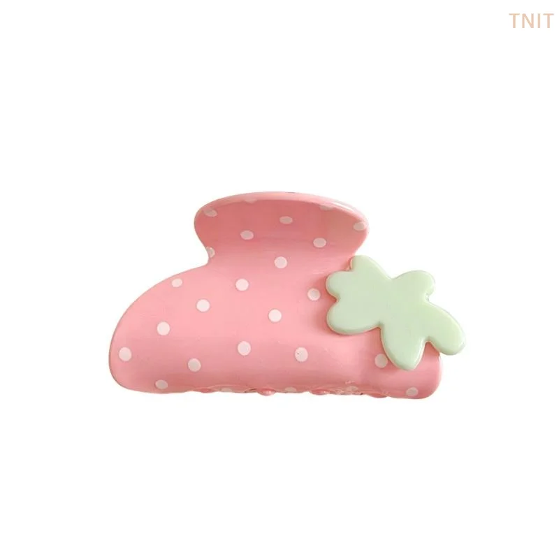 Erdbeer-Haarklammer für Frauen, Niedliche Polka-Dot-Acryl-Haarklammer, Große Haarspangen, Schmuck, Sommer-Haaraccessoires für Mädchen