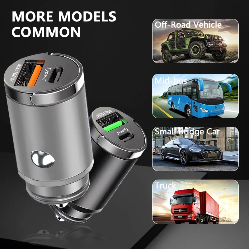 Mini Car Charger Lighter Fast Charging for IPhone QC3.0 Mini PD USB Type C Car Phone Charger for Xiaomi Samsung Huawei