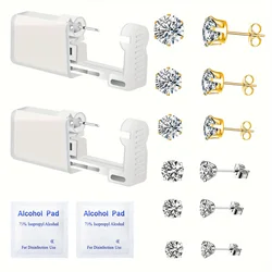 1 Pack Bezpieczeństwo Self Ear Piercing Gun Kit Narzędzie 1-para 2-7mm ze stali nierdzewnej Cubic Cyrkonia Stud Kolczyki dla mężczyzn Kobiety