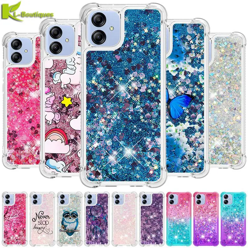 For Samsung Galaxy A04 Cover Quicksand Dynamic Liquid Case on for Samsung A 04 A04E A04S SM-A045F A047F A042F Phone Case Fundas