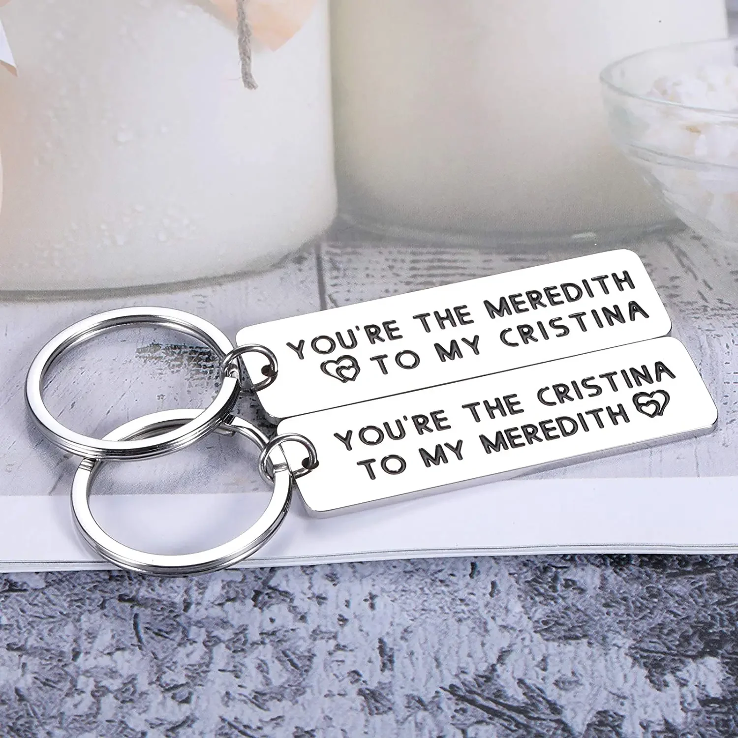 European andAmerican Stainless Steel Keychain You're The Meredith to My Cristina Couples Inspired  Keychain DIY Custom Wholesale