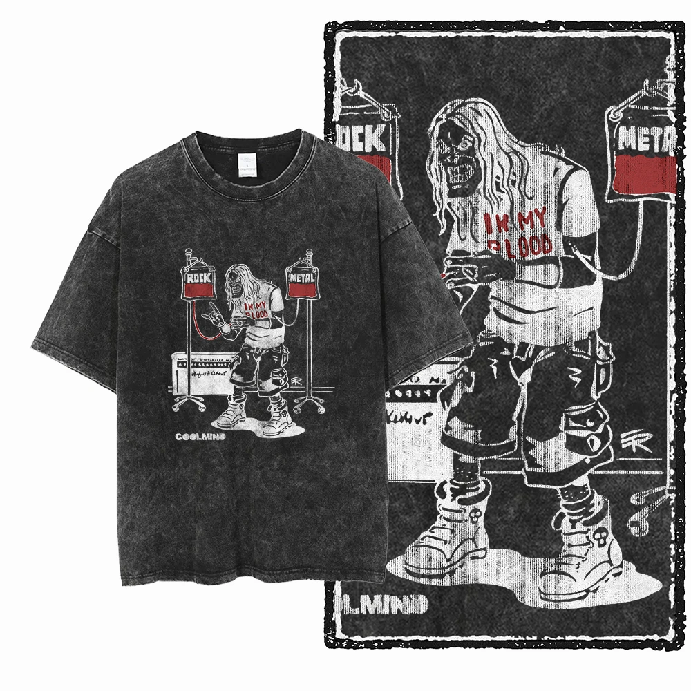 U6 100% Cotton Big Size Acid Washed Cool Streetwear Print Unisex T shirt Vintage Cool Vintage men tshirt Cool tee shirt for men