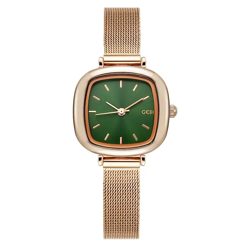 Quartz watch female minimalist temperament student small dial thin strap small square mesh chain niche watch women\'s watch