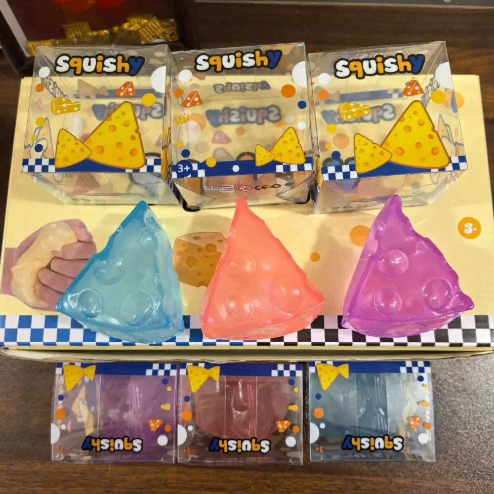 Novelty Triangle Cheese Squishy Toy Non-Bounce Super Soft Cheese Cube Ball Pinch Square Sensory Fidget Ball Children Gifts