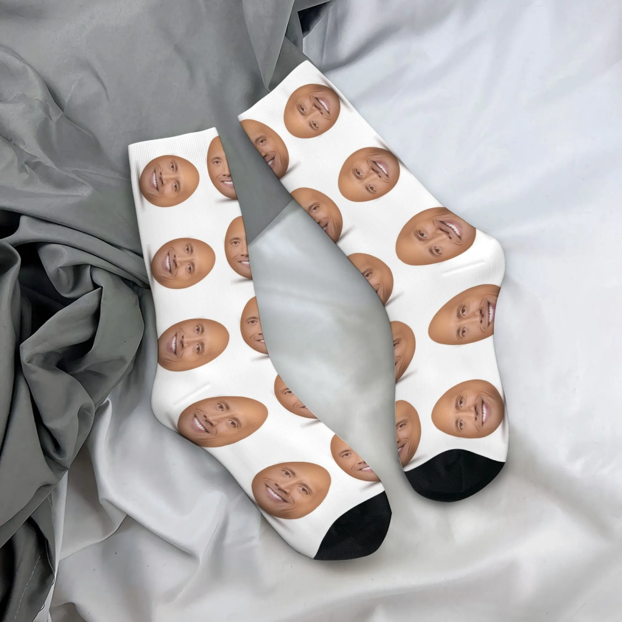 Crazy Dwayne Face Egg Socks Novelty Funny Men's Socks Comfortable Non-Slip Casual Sports Trendy Street Hip-Hop Socks Party Gift