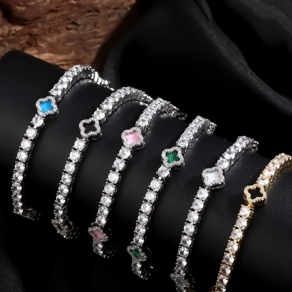 

Women Tennis Chain Bracelet Iced Out Cubic Zirconia Fashion Lady's Women's Jewelry Micor Paved Choker Anklet Bangle Wrist Band