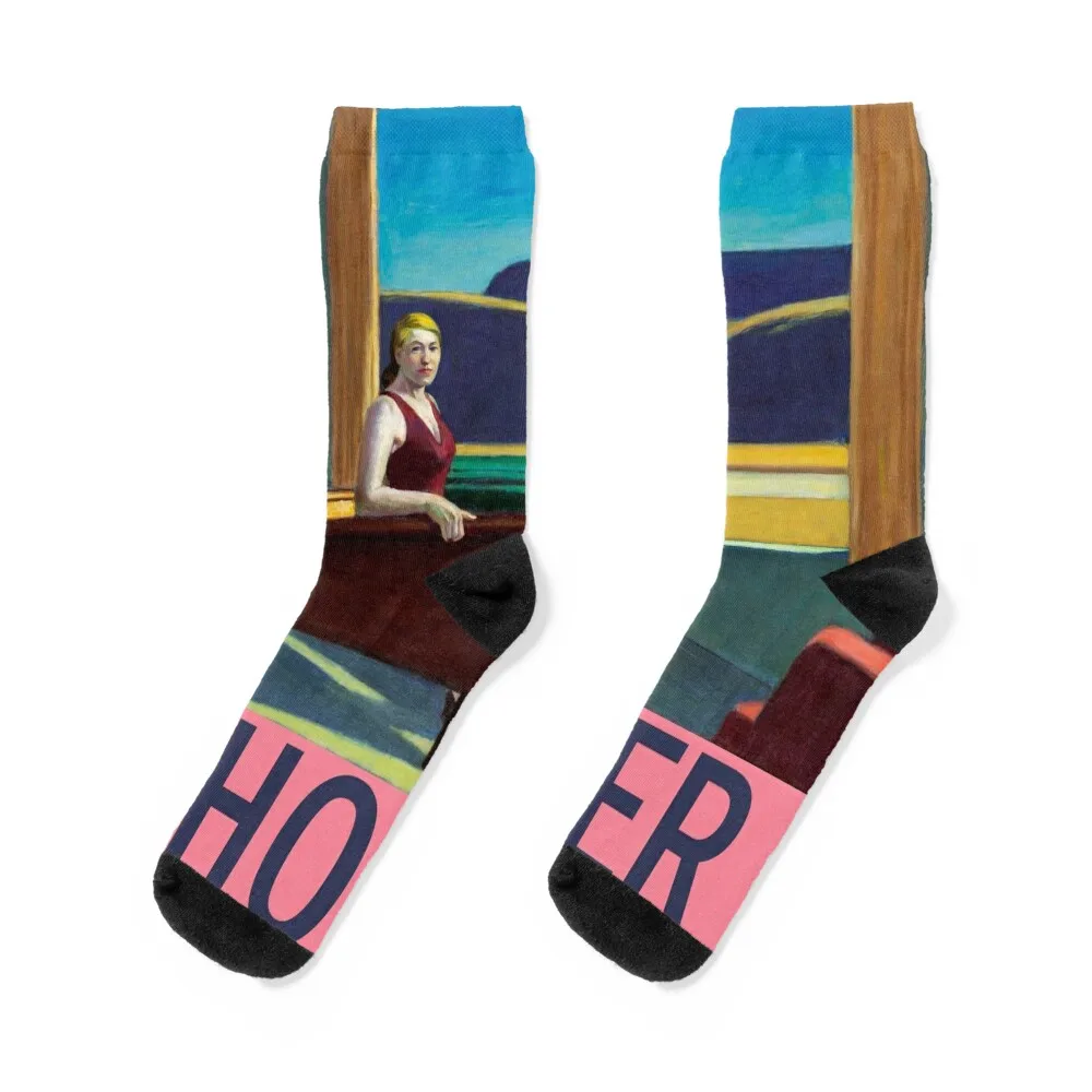 

Edward Hopper - Western Motel - Minimalist Exhibition Art Poster Socks moving stockings Stockings man sport Woman Socks Men's