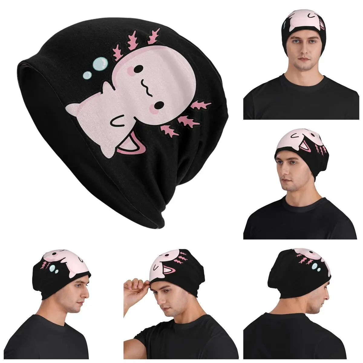 

Cute Axolotl Salute Warm Knitted Cap Fashion Bonnet Hat Autumn Winter Outdoor Beanies Hats for Men Women Adult