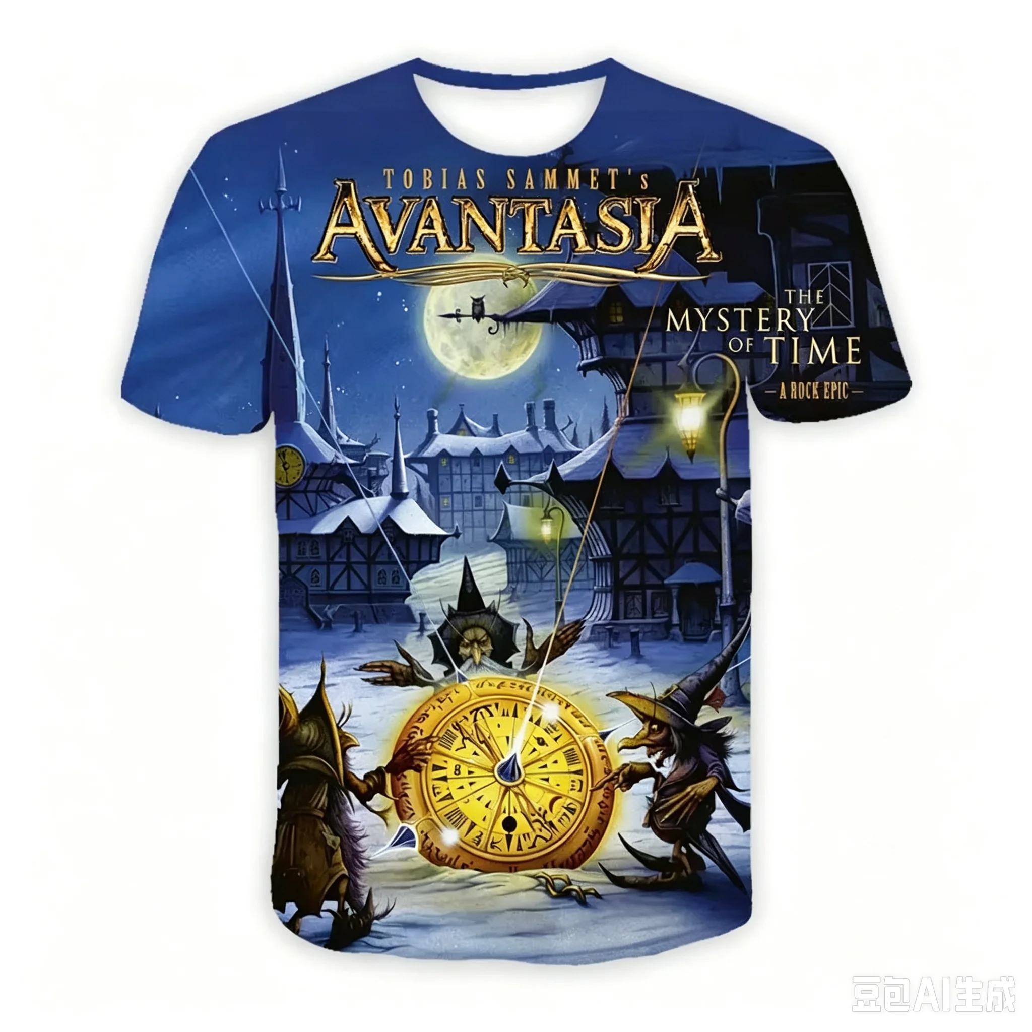 Avantasia Band Hip-Hop Rock 3D-Druck Sport Schnelltrocknendes, atmungsaktives Herren-T-Shirt Street Casual Fashion Classic Music Kurzarm-Top