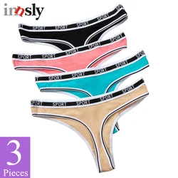 3 Pieces/Set G-string Women Sexy Panties Cotton Breathable Low Rise Ladies Underwear Solid T-Back Sport Female Thongs