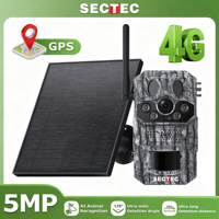 SECTEC 4G 5MP PIR Motion Activated Trigger Time Night Vision IP66 Hunting Trail Wildlife Battery Solar Camera Forest