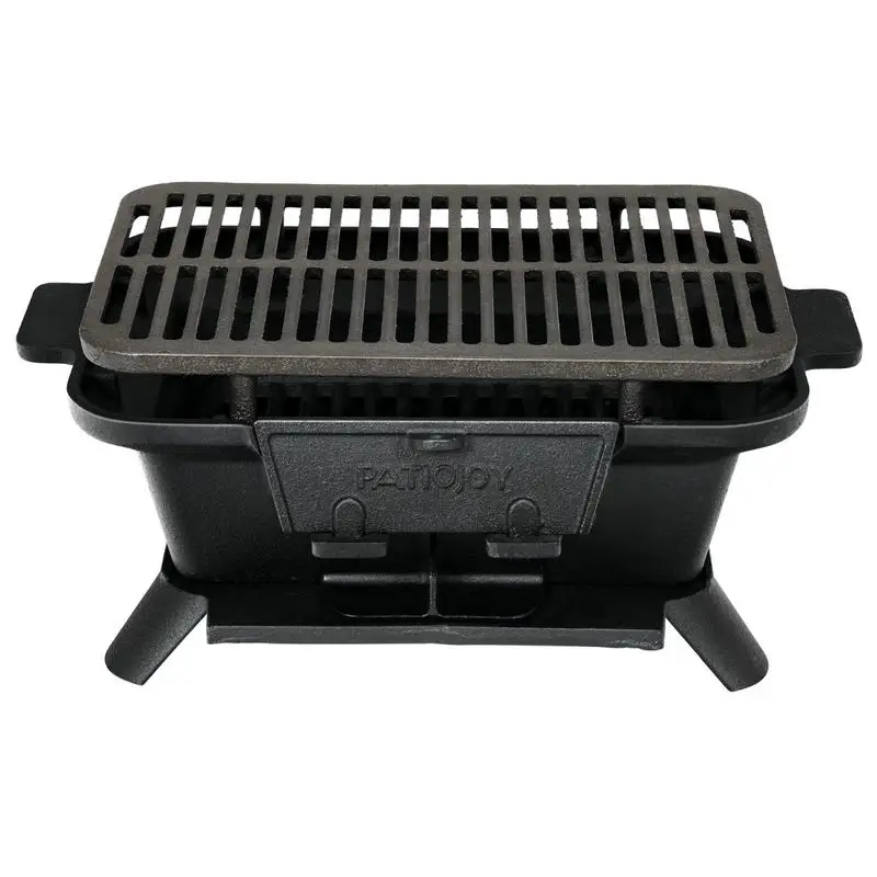 

100% Cast Iron Hibachi Grill with Grill Grate Lifter