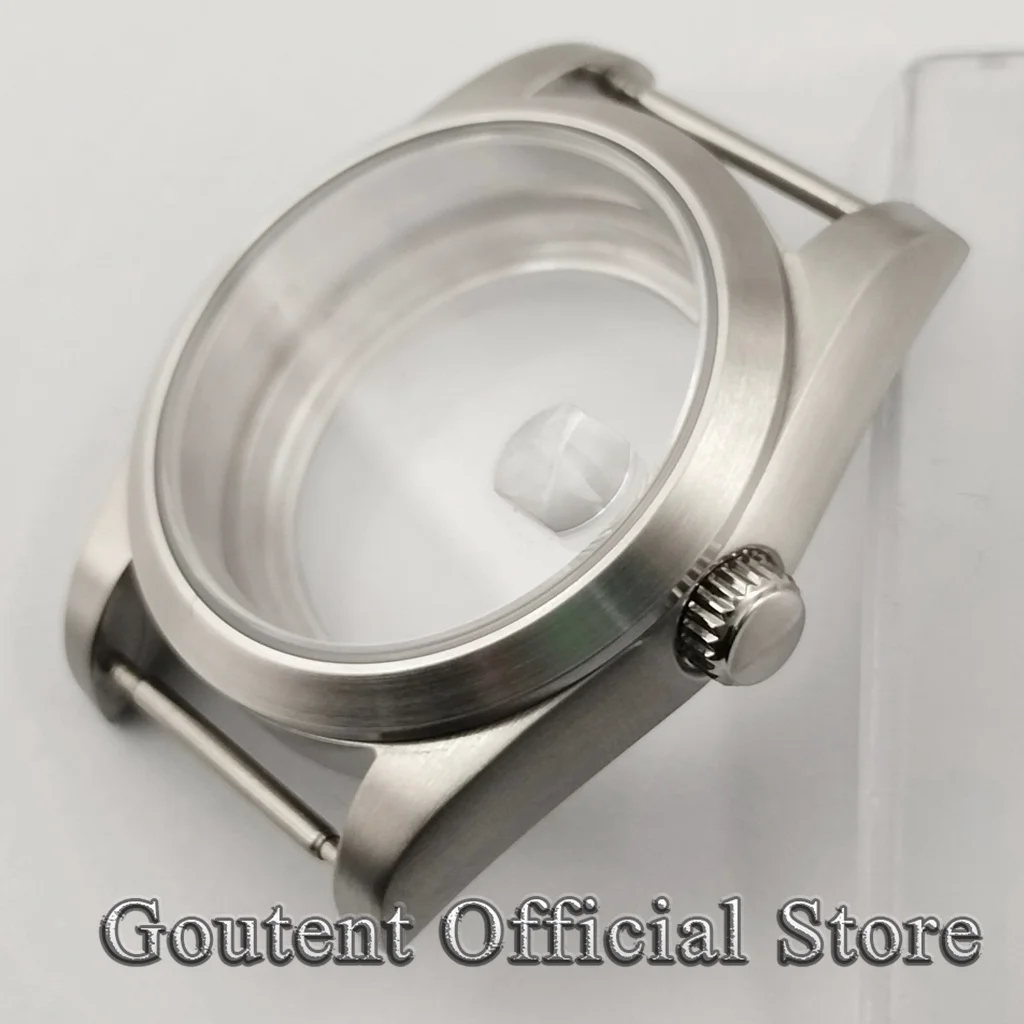 Goutent 36mm/39mm Sterile Silver Brushed Watch Case Sapphire Fit NH35/36/34 ETA 2836 2824 PT5000 Miyota 8205/8215/821A Movement