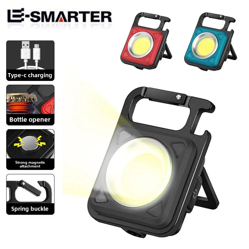 

Mini COB/USB Keychain Work Light, Rechargeable Waterproof Portable Led Flashlight Magnet Base for Hiking, Survival, Emergency