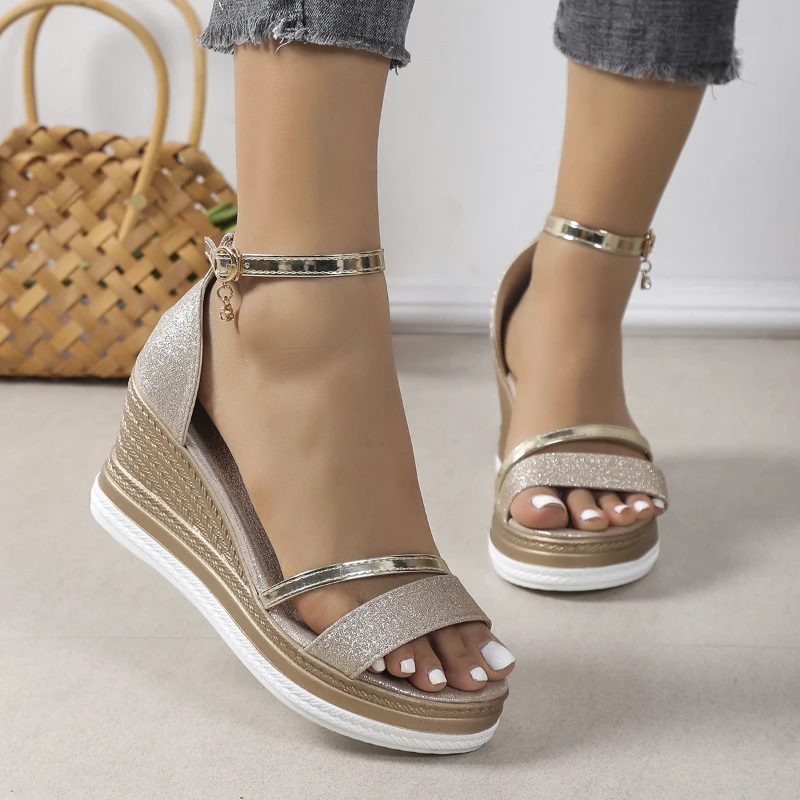 

NEW Pumps Shoes 2024 Hot Sale Gladiator Women's Sandals Summer Beach High heels Women Peep Toe Wedges Shoes Female Large Size 43