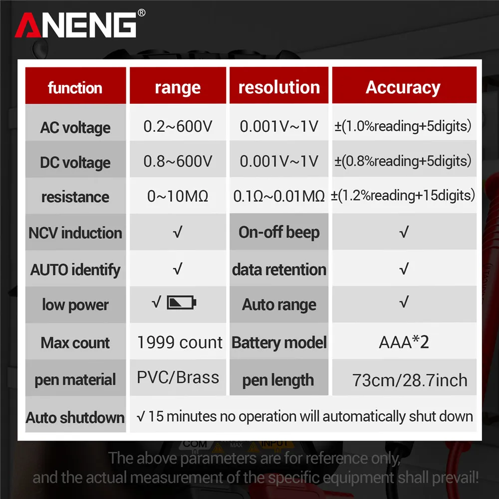 ANENG M113 Pocket Portable Multimeter Tester 1999 Counts Mini Multimeters AC/DC Voltage Auto Machine Multitester Tool