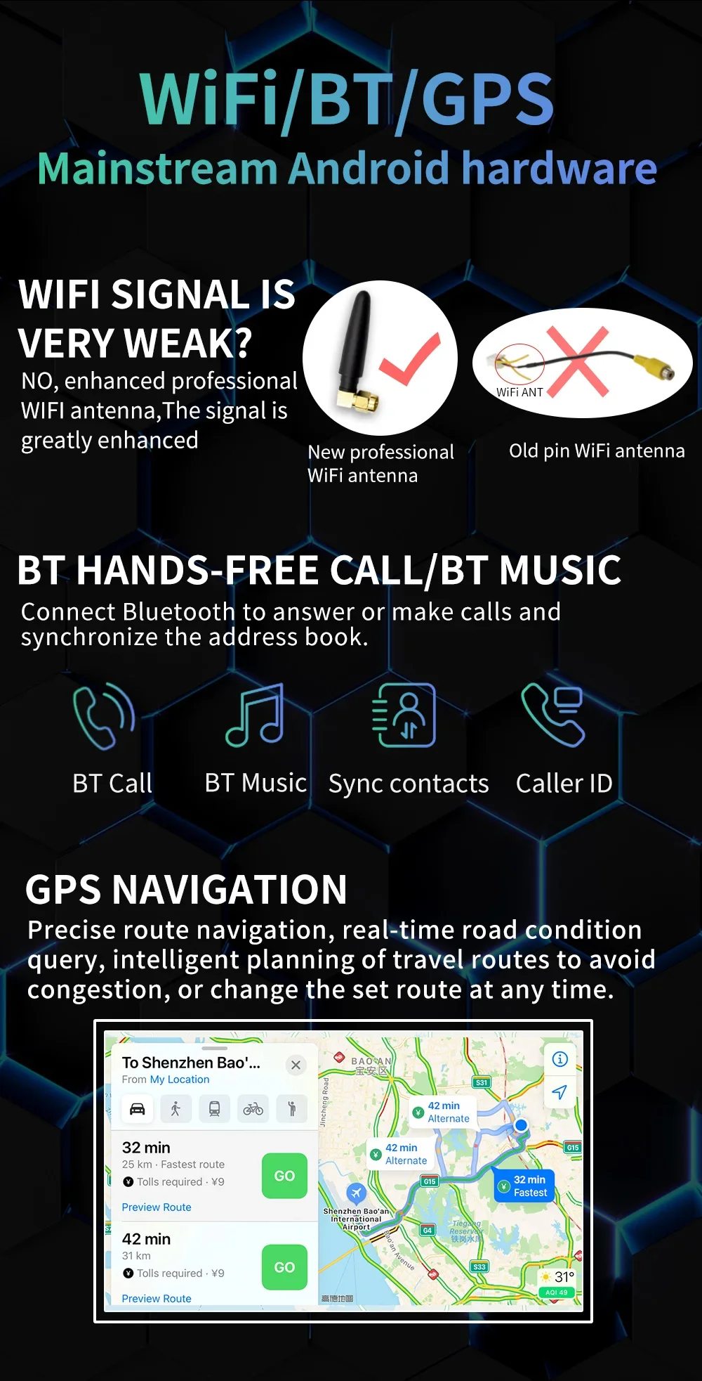 l # BQCC DAB CarPlay Radio Stereo 7-inch Autoradio 1+16GB/1+32GB/2+32GB GPS Wifi 2USB For Volkswagen/VW/Polo/Passat /SEAT/Toled