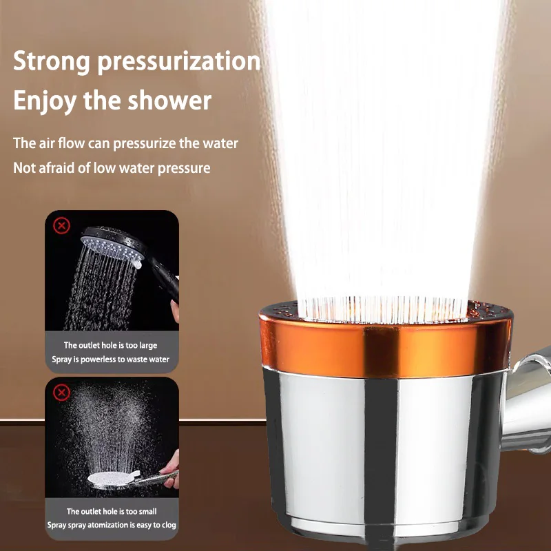 

Насадка для душа Boosting для ванной комнаты, 6-скоростной режим, портативная душевая насадка высокого давления с большим потоком, фильтрованная насадка для спа, универсальная кнопка остановки