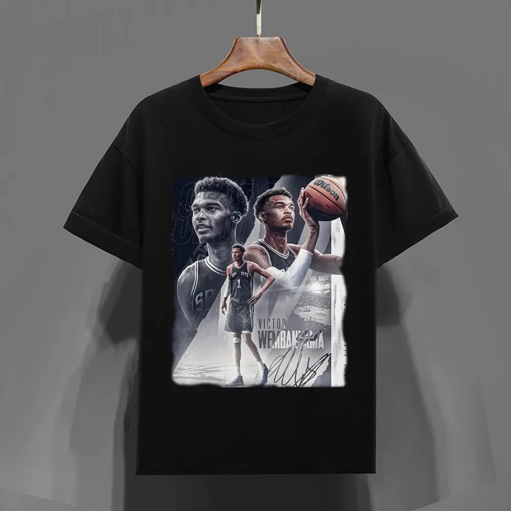 تي شيرت جديد لعام 2026 من Victor Wembanyama جرافيك 100% قطن للجنسين تي شيرت رياضي كبير الحجم يسمح بمرور الهواء للزوجين #4