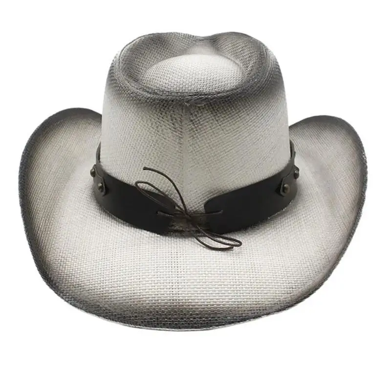 A52E Music Festival Straw Sun Hat Roleplay Cowboy Hats Adult Unisex Costume Panamas Hat