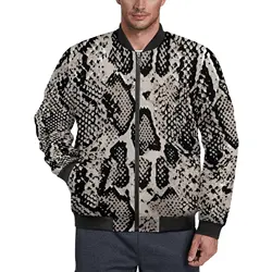 Python Snake Skin Casual Jackets Retro Print Zip Up Windbreakers Men Pattern Coats Winter Street Fashion Loose Jacket Plus Size