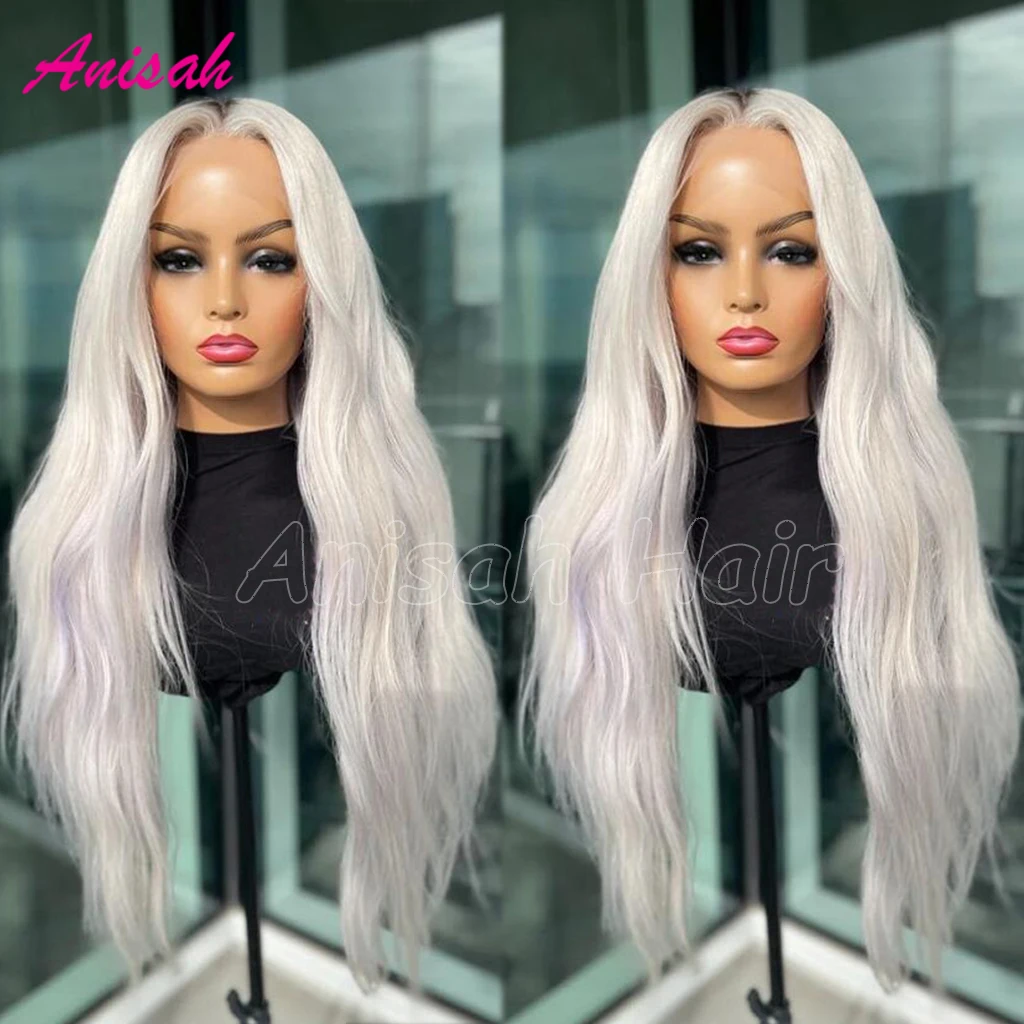 

Icy White Blonde Lace Wigs Human Hair Glueless HD Transparent Lace Frontal Wigs Pre Plucked Virgin Human Hair Wigs for Women