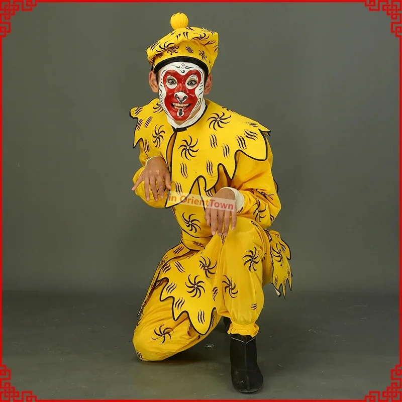 Peking Opera Handsome monkey King costume journey to the West stage Garment wusheng embroidered wrinkled Sun Wu Kong Outfit