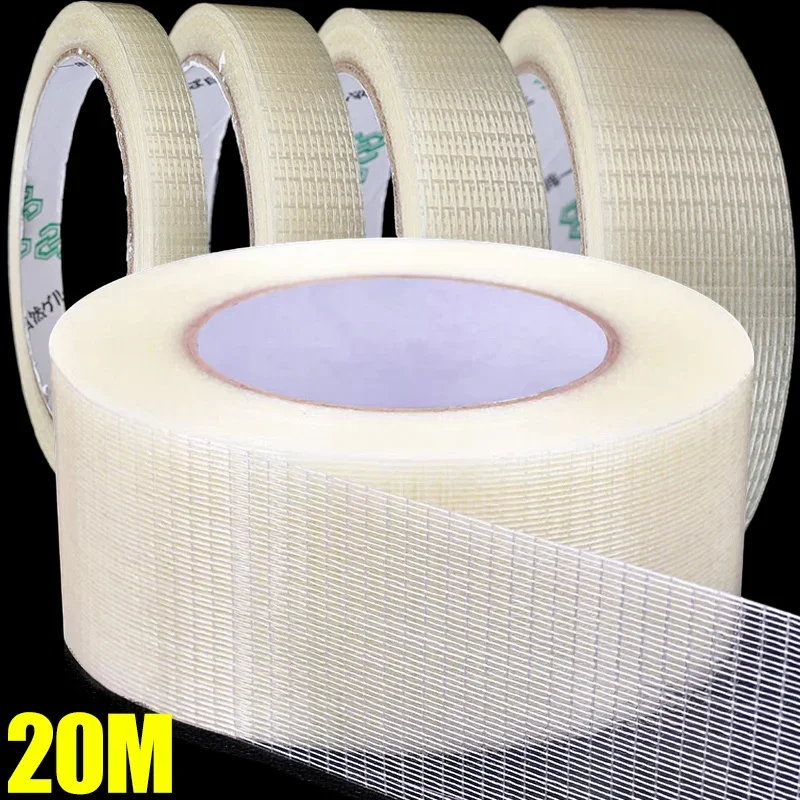 

Transparent Mesh Fiber Tape Strong Fixation Mesh Tape Single Side Adhesive Waterproof Seal Grid Tape for Industrial Strapping