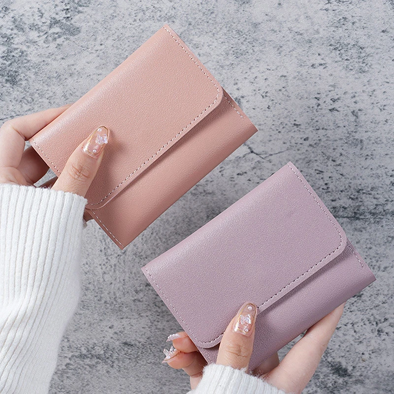Dreifach gefaltete, kurze Geldbörse mit Clipverschluss für Damen, kurze Geldbörse, Multikartenetui, Mini-Portemonnaie, modische Damen-Geldbörse, Kreditkartenetui, Damen-Münztasche. – Detail 1