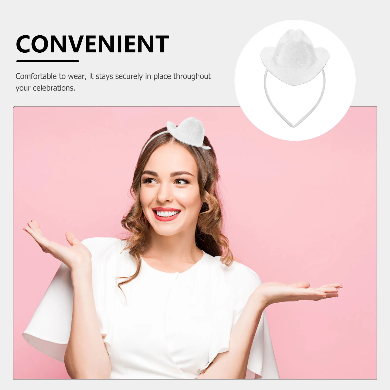 عصابة رأس على شكل قبعة رعاة البقر للنساء، ملحقات حفلات ذات طابع غربي، خفيفة الوزن، زي رقص كرنفال، أغطية رأس - صغيرة #6