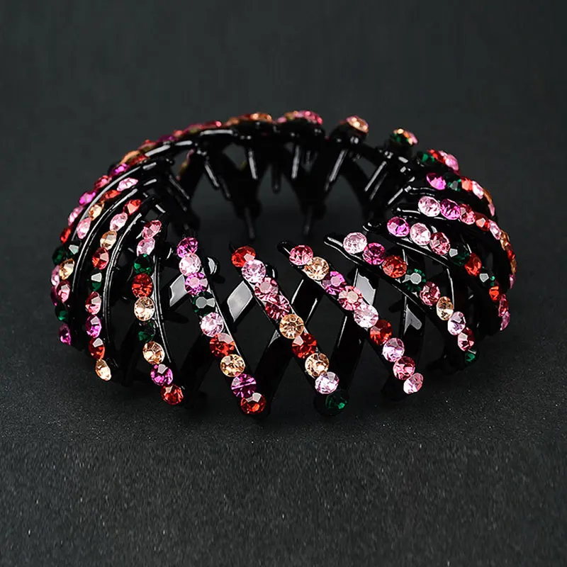 Crystal Rhinestone Hairpin Ponytail Headwear Horsetail Clips DIY Hair Clip Hair Bun Geometric Bird Nest Female Hair Accessories