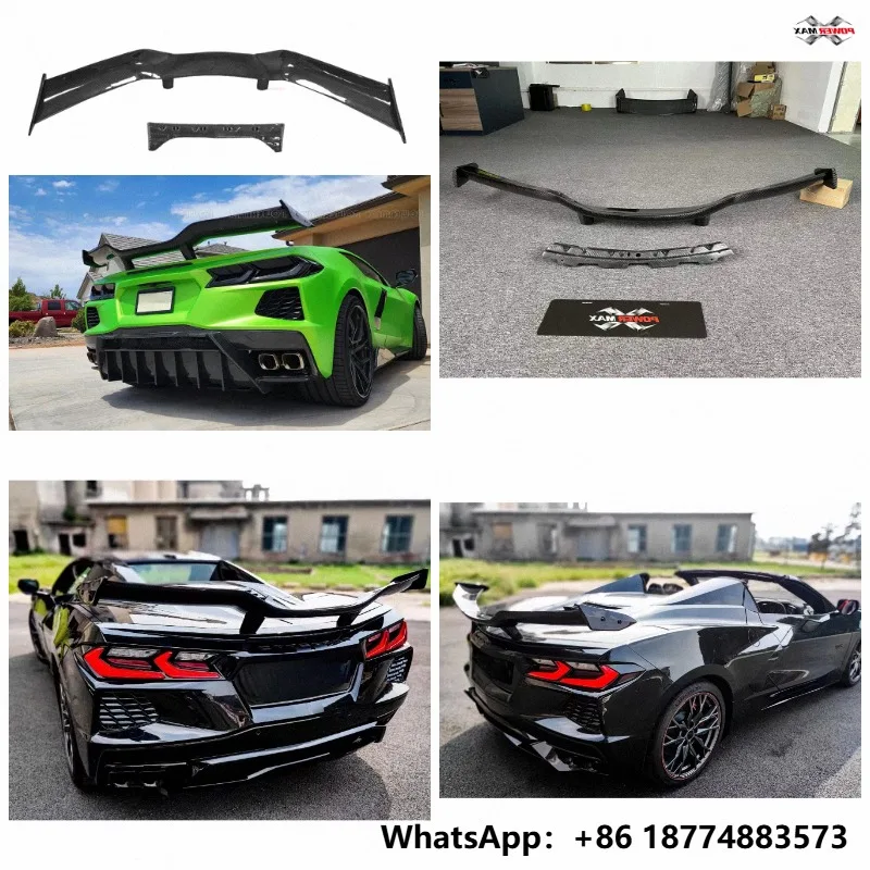 Z06 Style Dry Carbon Fiber Rear Wing Fit for C8 Corvette Stingray 2019+ UPgrade to C8 Z06