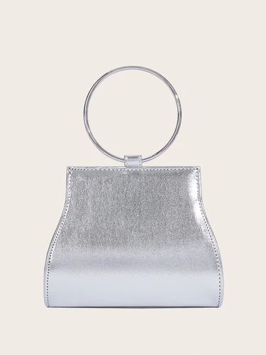 Imagen 2 del producto Bolso para banquete, bolso de moda para boda, bolso de cadena de diamantes hecho a mano de cuero Artificial plateado para mujer