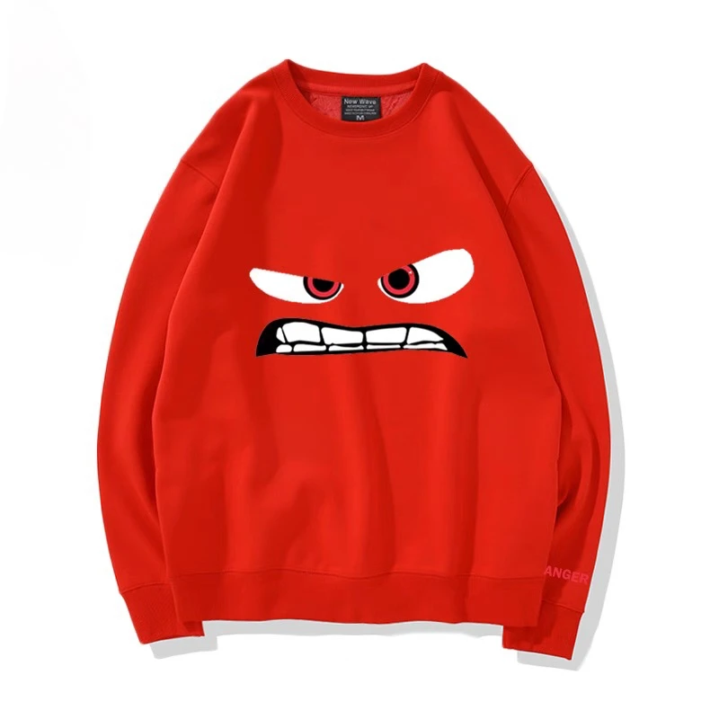 ديزني داخل خارج الكرتون طباعة التعبير حزمة زوجين جديد طاقم الرقبة سترة الرجال والنساء الربيع والخريف فضفاضة Hatless أعلى #4