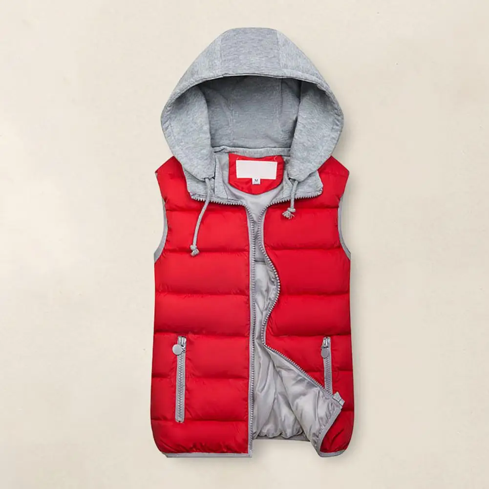 

Warm Women Winter Vest Hooded Women Down Vest Stylish Women's Winter Vest Coat Hooded Color Matching Zipper Closure Warm