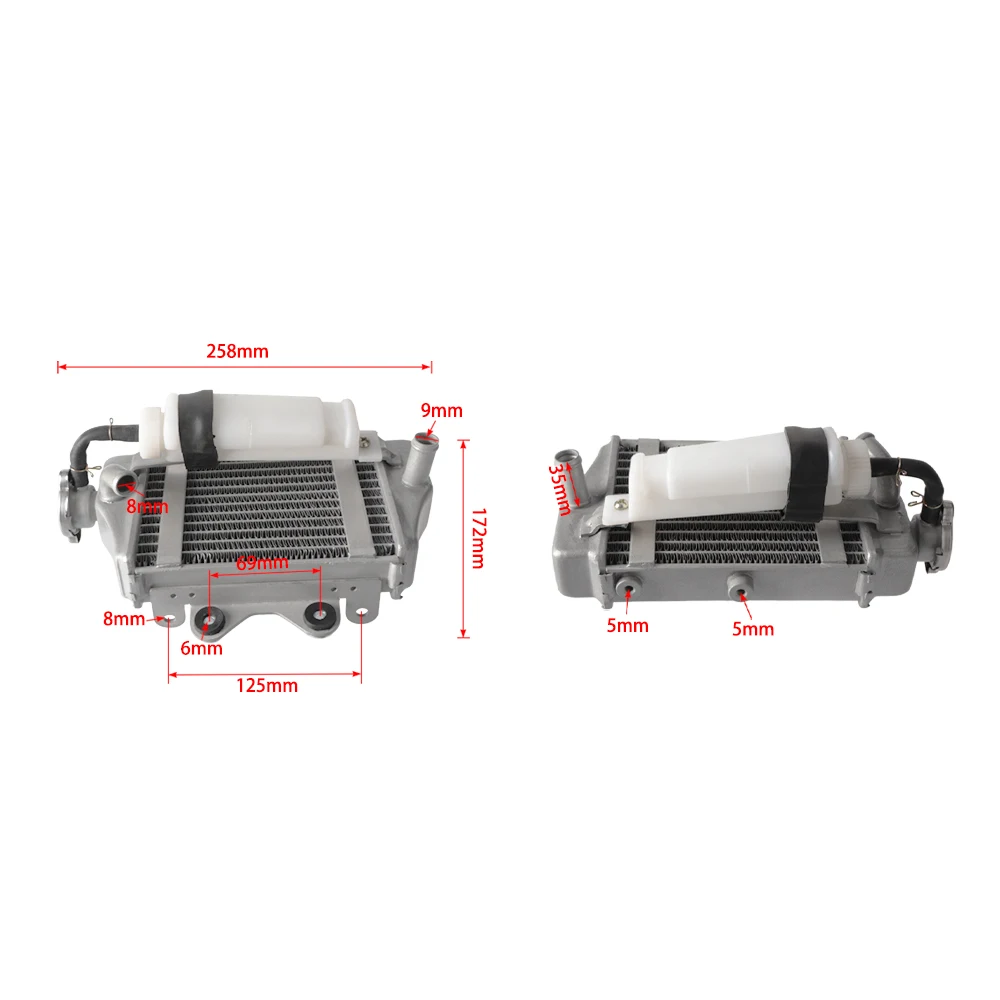 Motorcycle Water Tank Cooler Engine Radiator Assembly Suitable for Xmotos Apollo SHINERAY Zongshen Loncin Lifan 150cc 200cc 250c