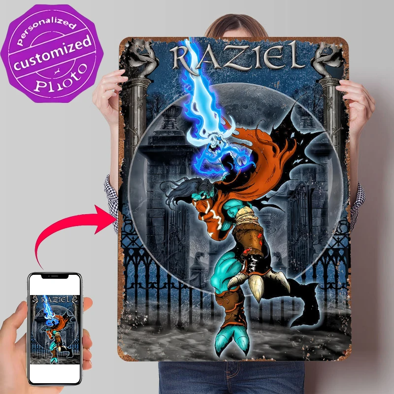 Raziel With Soul Reaver Poster, individuelle Vintage-Metallschilder, Wandkunst, Retro-Blechschild für Dekoration, Heimdekoration, Inneneinrichtung