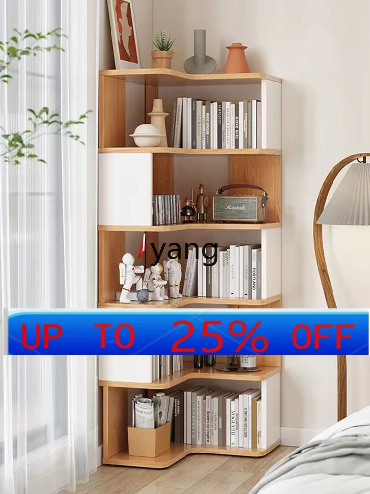 Ltt corner floor combination bookcase bookshelf solid wood wall shelf triangular cabinet