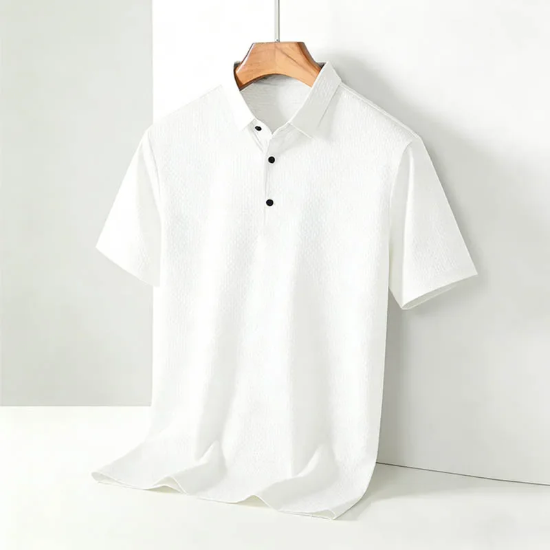 2026 New Men's Ice Silk Polo Shirt Lightweight Quick Dry Short Sleeve Shirt for Business Daily Casual Wear Comfortable Male Tops