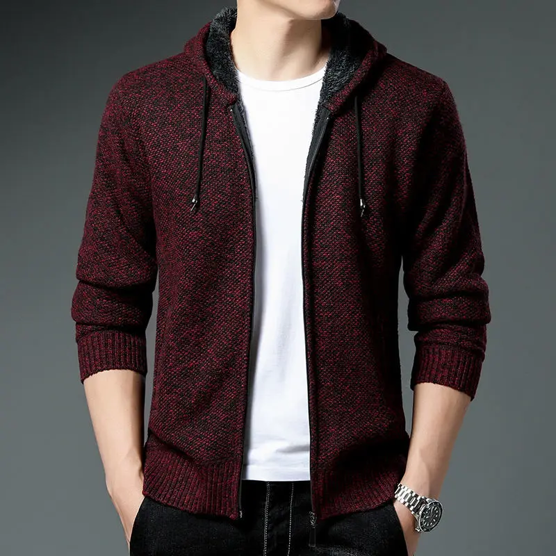 Fashion Hooded Knitted Spliced Zipper Casual Cardigan Sweaters Men's Clothing 2023 Autumn New Loose Korean Tops All-match Coat