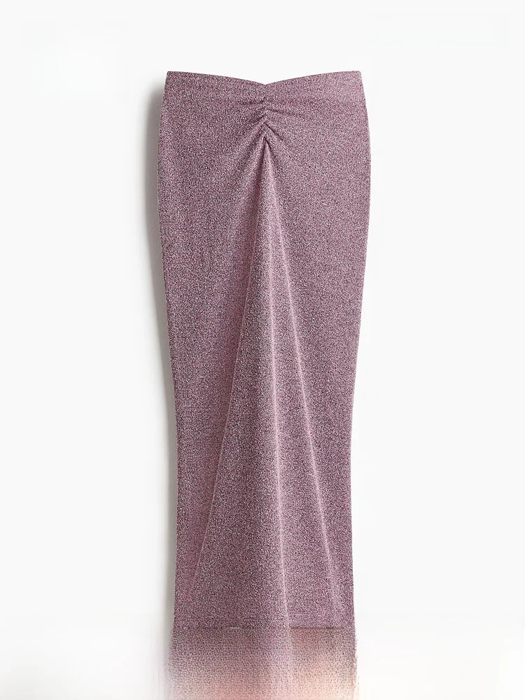 

Модная вязаная юбка-миди с плиссировкой, новинка весна-лето, стильная модель с завышенной талией, из смеси полиэстера и вискозы