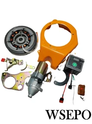 New Edition Electric Start Coversion Kit Incl. Flywheel Alternator Starter Controller(2nd Generation) For 168F 3HP Diesel Engine